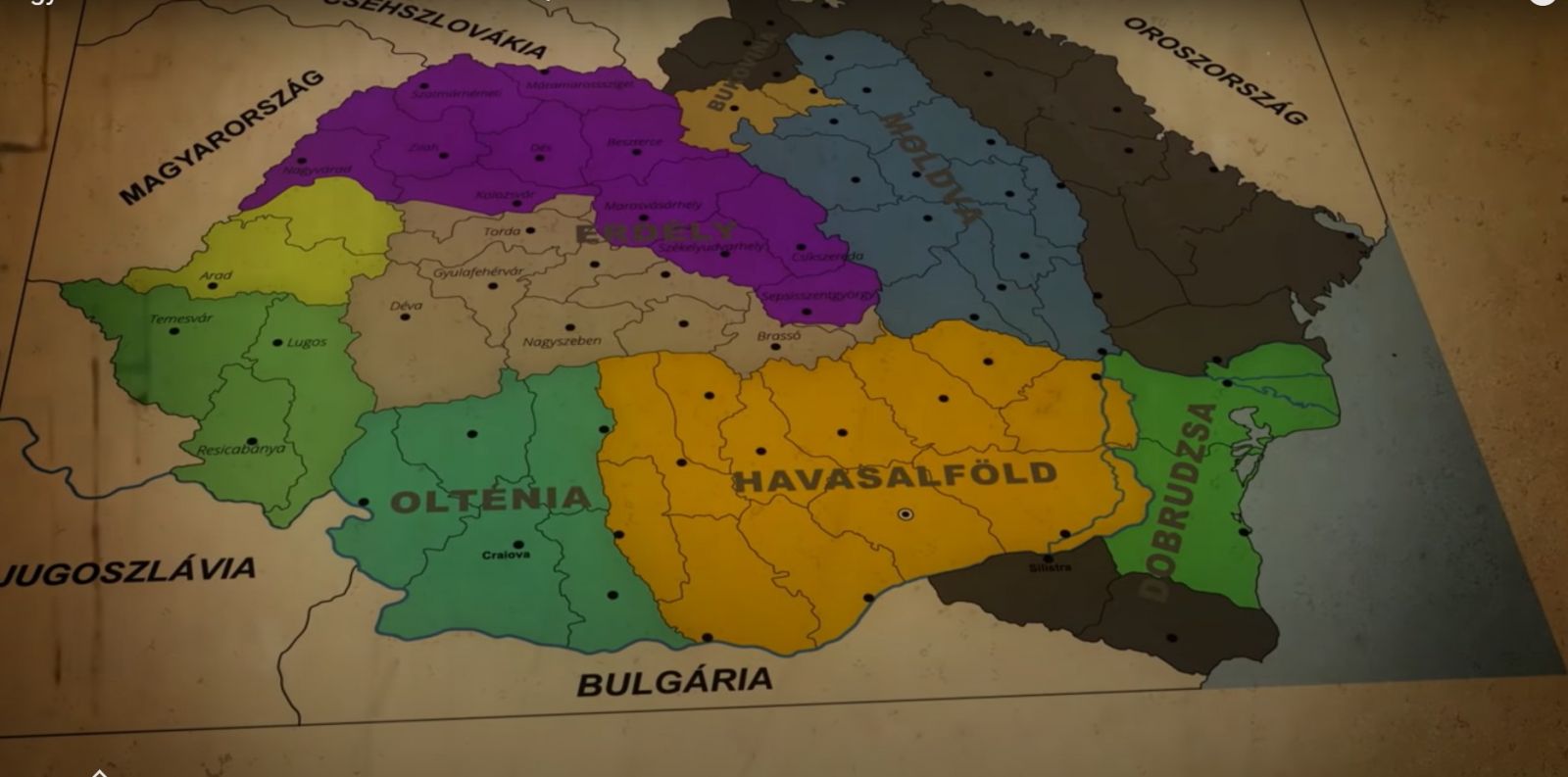 Észak- és Dél-Erdély  a második világháború alatti határokkal | Forrás: Magyarok Romániában