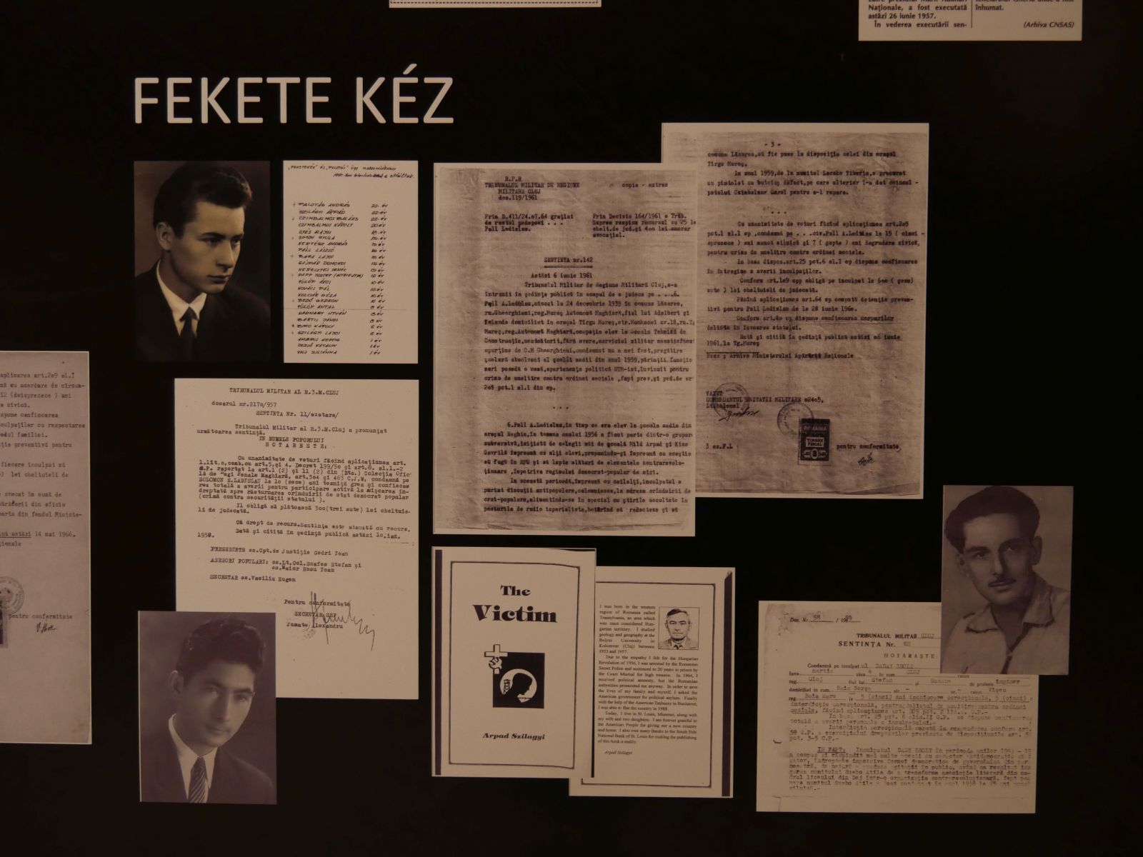 A Fekete Kéz csoportosulást bemutató iratok a sepsiszentgyörgyi 1956-os emlékmúzeumban